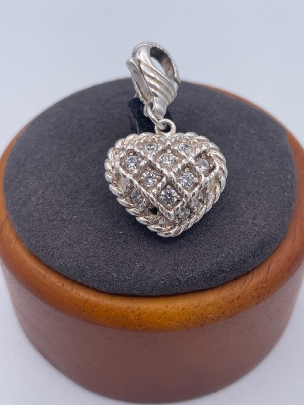 Judith Ripka Sterling Silver 925 Puffy Heart Enhancer Charm MISSING CZ / REPAIR